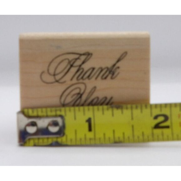 Stamp, Wooden Rubber, Thank You ©1992 Stampin Up! 1 3/4"x1 1/2" Vintage - Picture 2 of 3